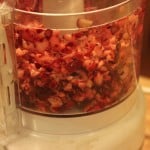 chopping cranberries in the food processor