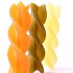 multicolored fusilli dried pasta