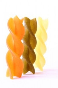 multicolored fusilli dried pasta