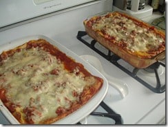 two lasagna casseroles for freezing