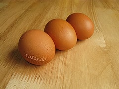 three brown eggs