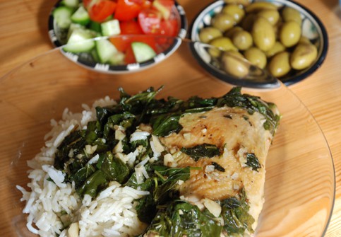 mloukhia by Sarah Melamed, an Egyptian fish dish