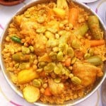 couscous with fava beans, or optionally chickpeas