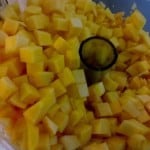 Yellow squash processed into cubes by Magimix5200XL