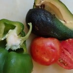 very ripe tomato, pepper, avocado